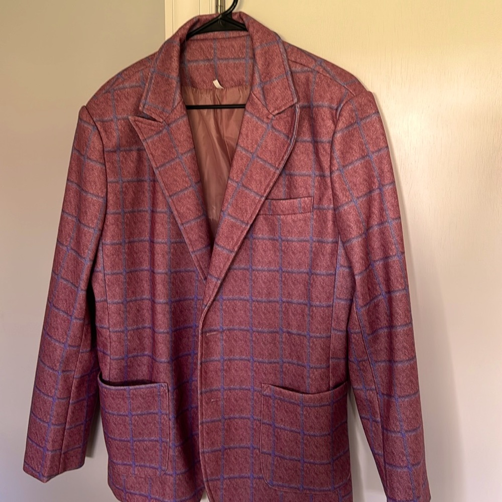 Classic Red Plaid Men's Blazer